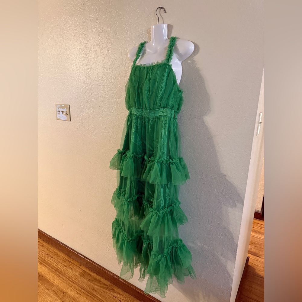Triple Threads Boutique Green Ruffled Maxi Dress